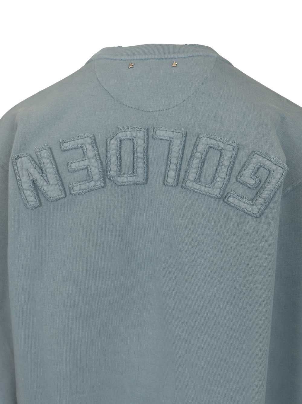 Golden Goose Men Boxi Sweatshirt Faded Cotton Fleece Logo Patch GOLDEN GOOSE