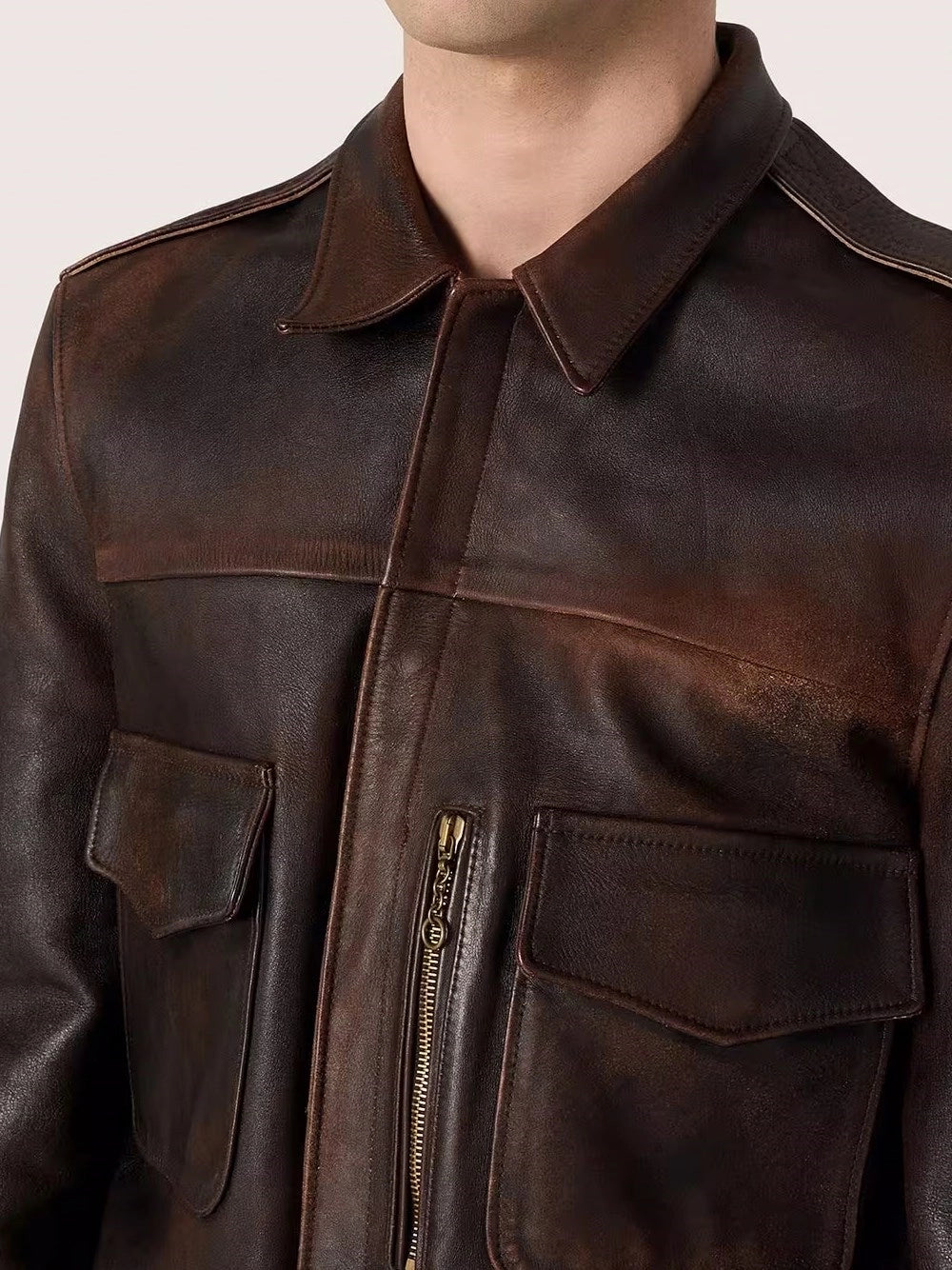 Golden Goose Men Leather Bomber Jacket GOLDEN GOOSE