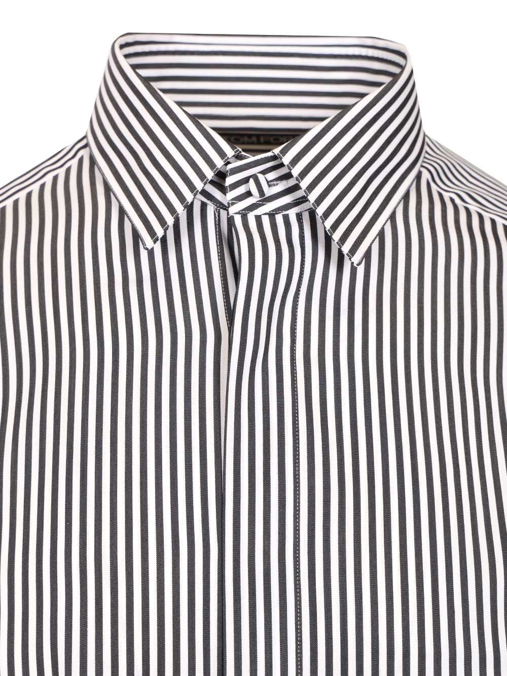 Tom Ford Men Silk Cotton Ladder Stripe Classic Fit Shirt TOM FORD