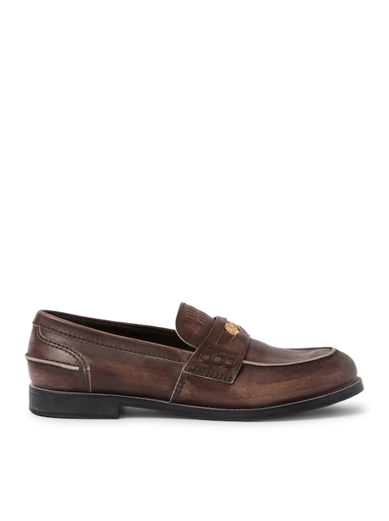 Miu Miu Women Vintage Effect Leather Loafers MIU MIU
