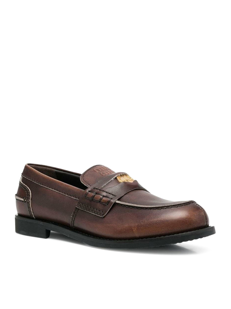 Miu Miu Women Vintage Effect Leather Loafers MIU MIU