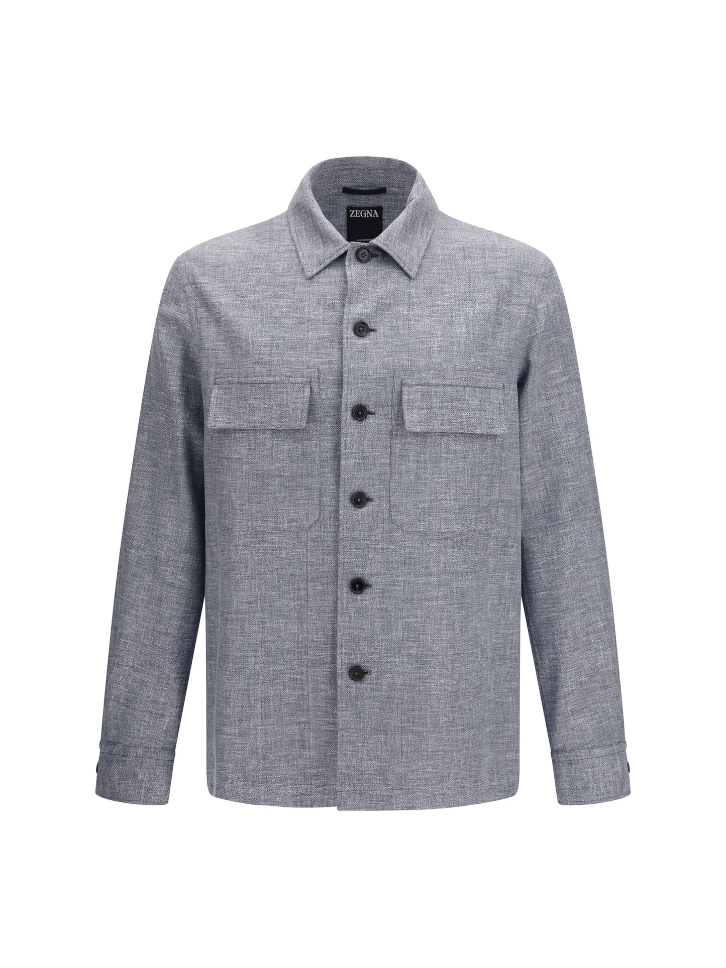 Zegna Men Crossover Shirt Jacket In Linen Wool And Silk ZEGNA