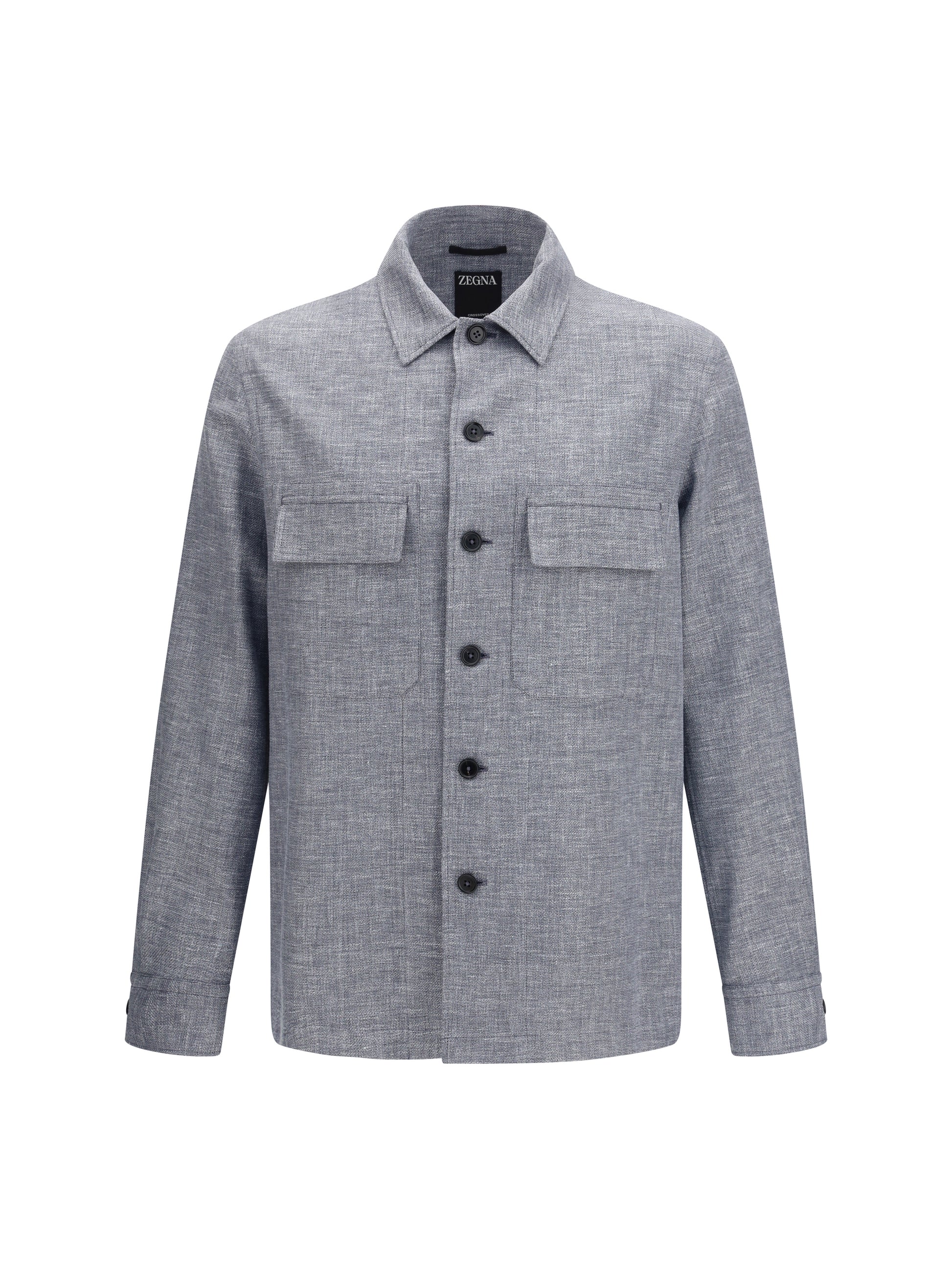 Zegna Men Crossover Shirt Jacket In Linen Wool And Silk ZEGNA