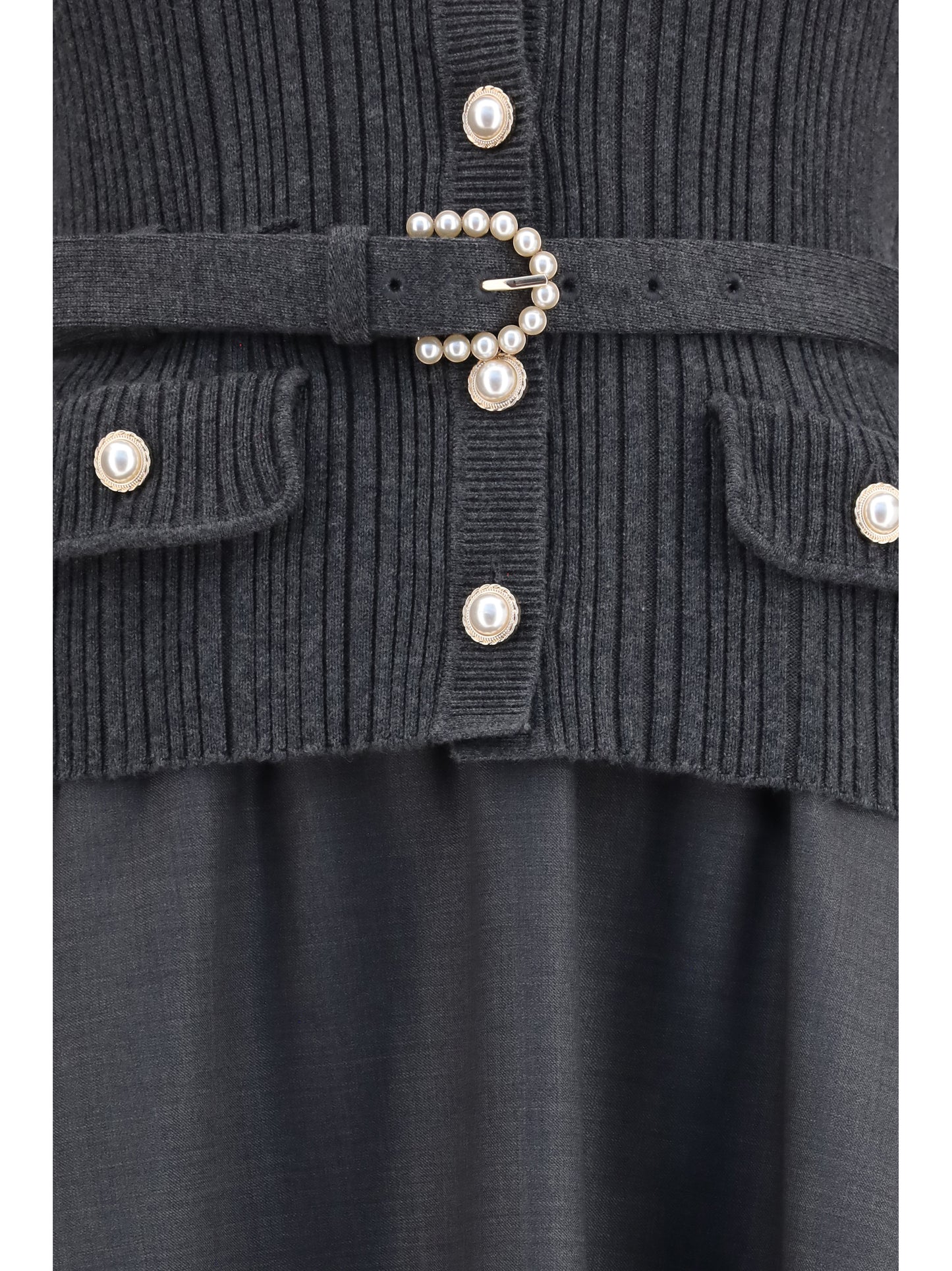 Self-Portrait Women Knit And Twill Midi Dress SELF-PORTRAIT