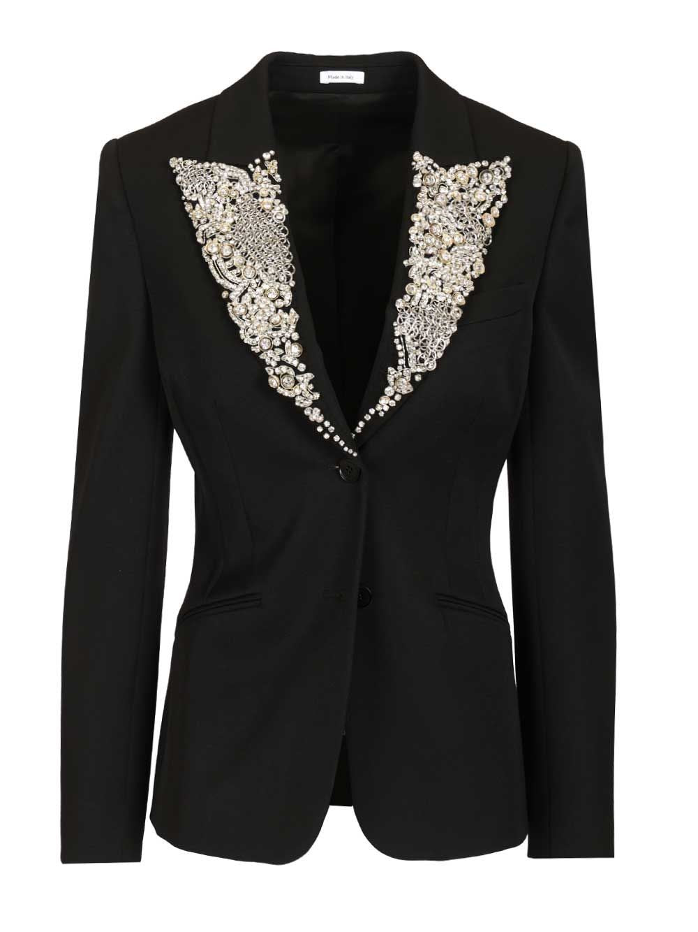 Mcqueen Women Single-Breasted Jacket With Chainmail-Style Embroidery ALEXANDER MCQUEEN