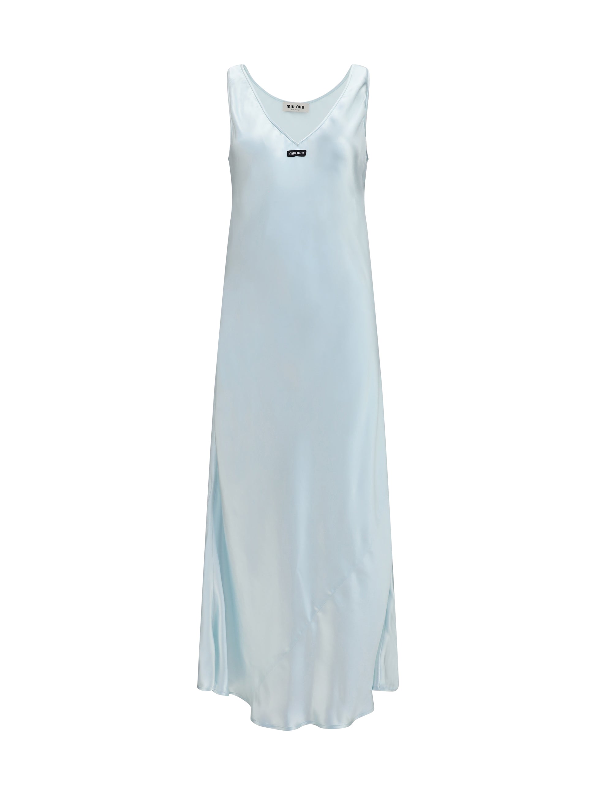Miu Miu Women Long Satin V-Neck Dress MIU MIU