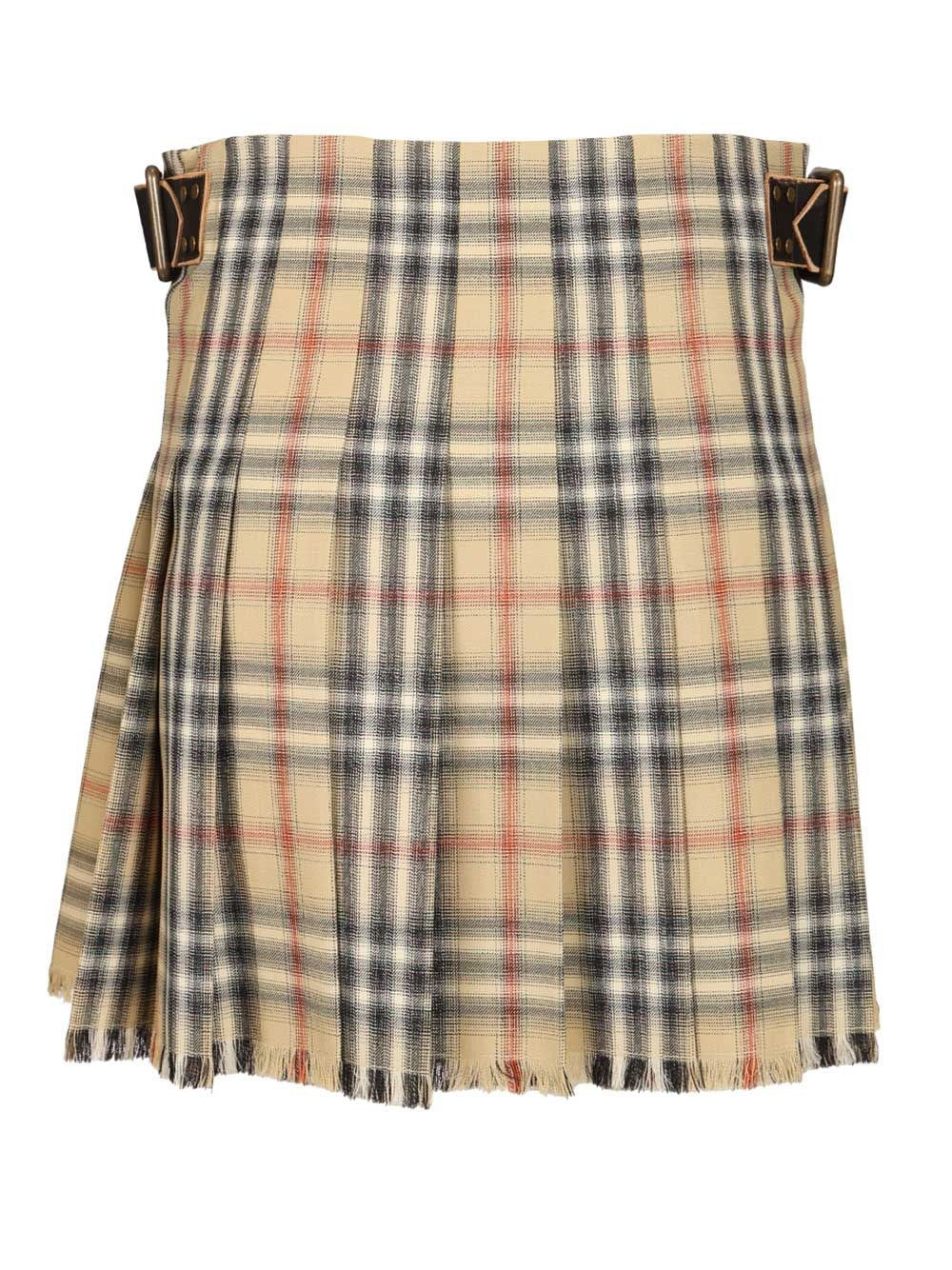 Burberry Women Mini Kilt In Check Wool BURBERRY
