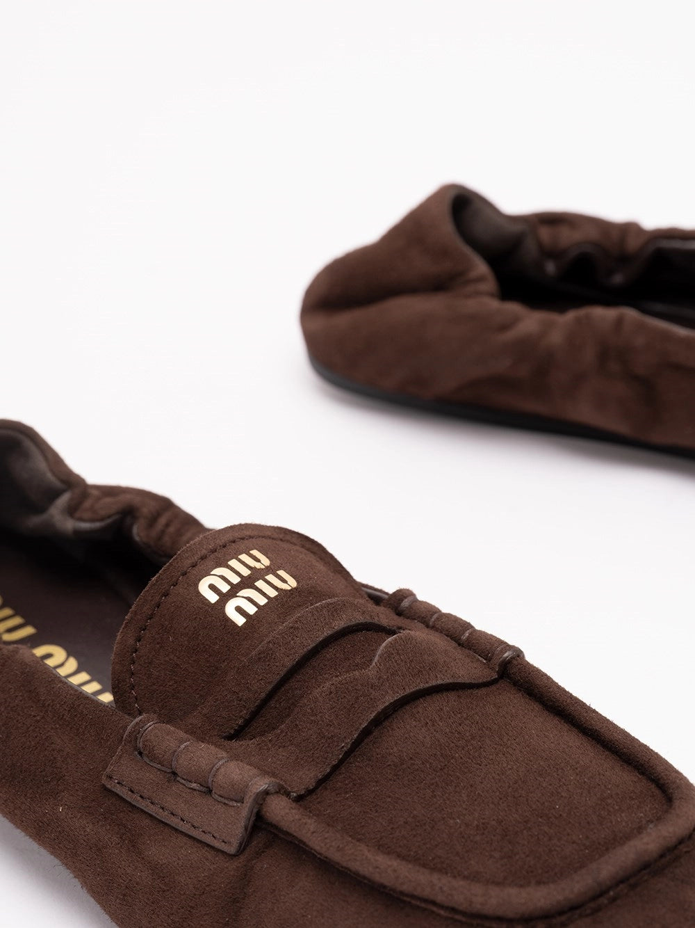 Miu Miu Women Ruches Suede Loafers MIU MIU