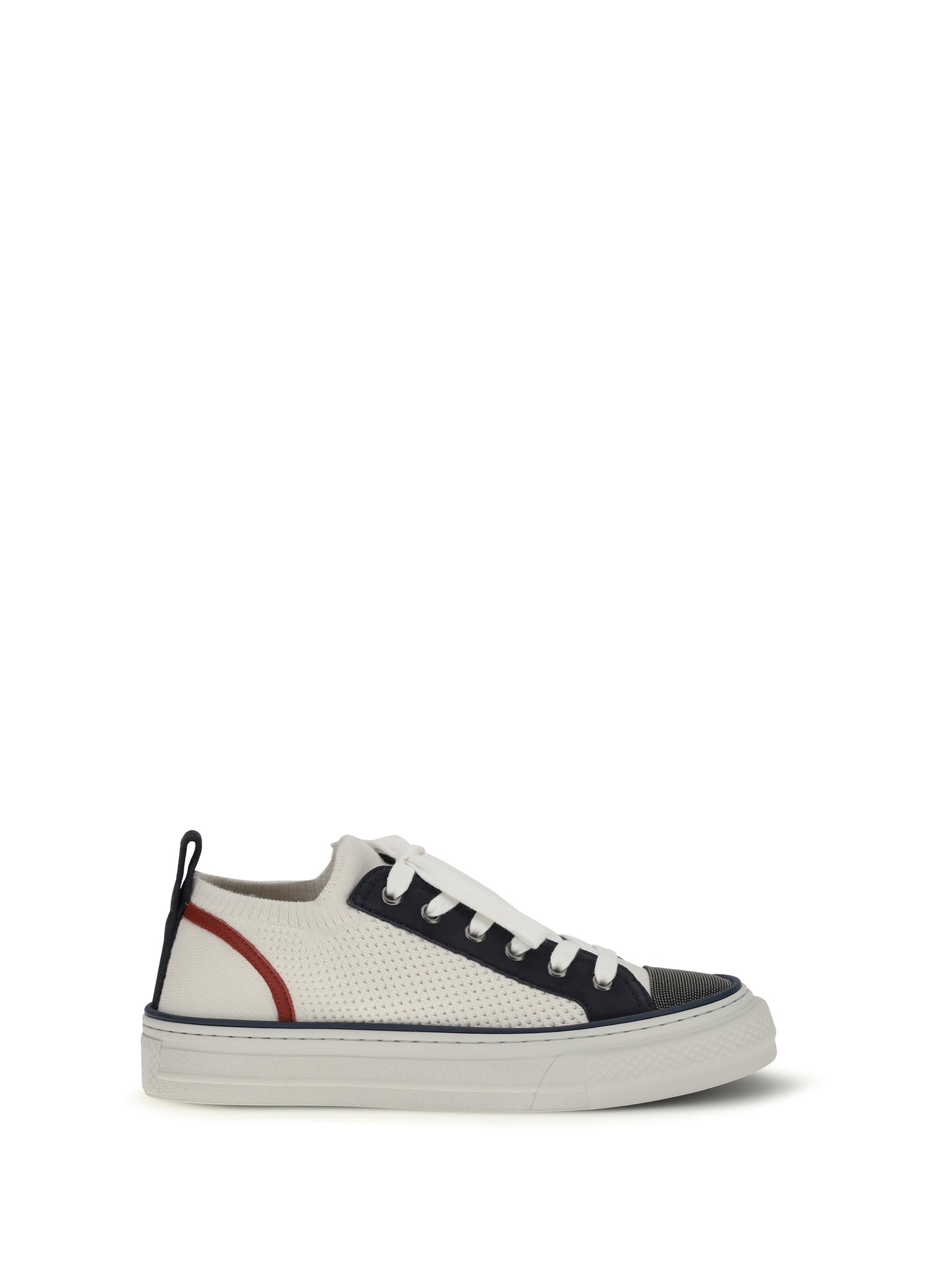 Brunello Cucinelli Women Cotton Knit And Suede Sneakers With Precious Toe BRUNELLO CUCINELLI