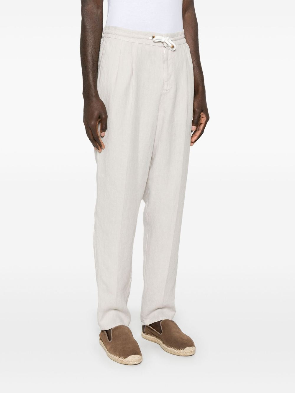 Brunello Cucinelli Men Garment-Dyed Pants With Drawstring And Double Pleats BRUNELLO CUCINELLI