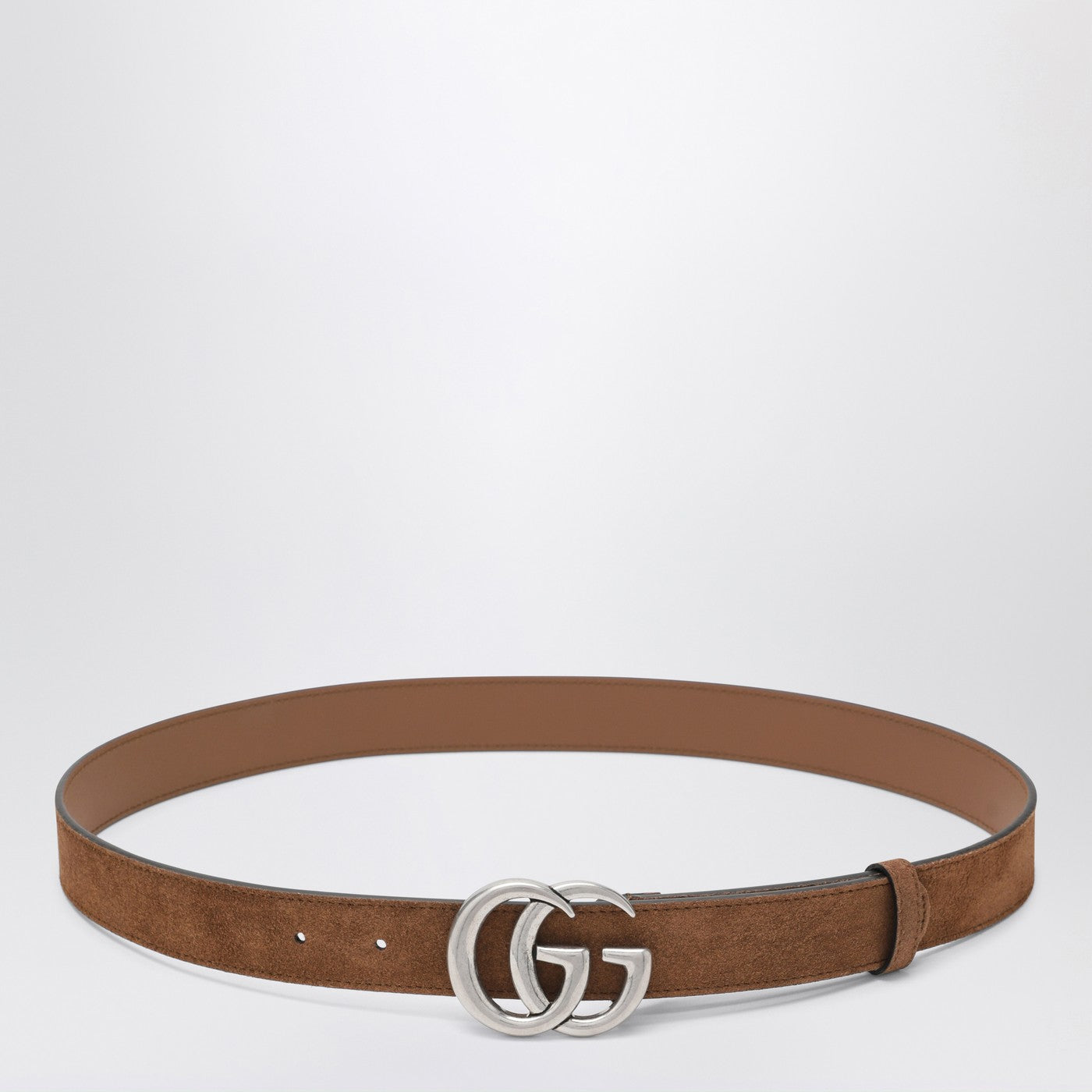Gucci Hazelnut Suede Belt With Gg Marmont Buckle Men GUCCI