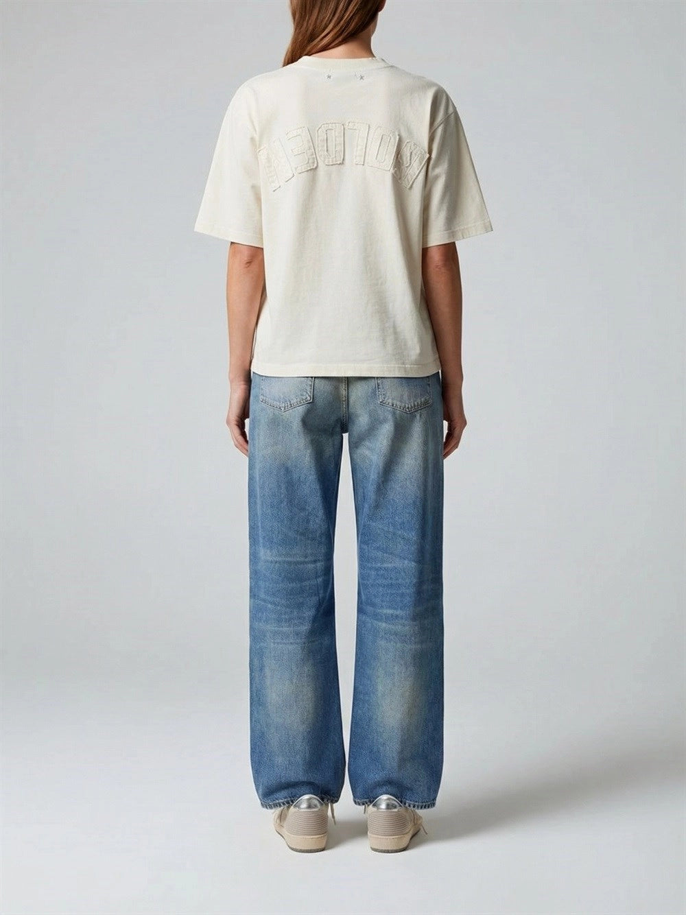 Golden Goose Women `Journey` Boyfriend Denim Pants With Print GOLDEN GOOSE