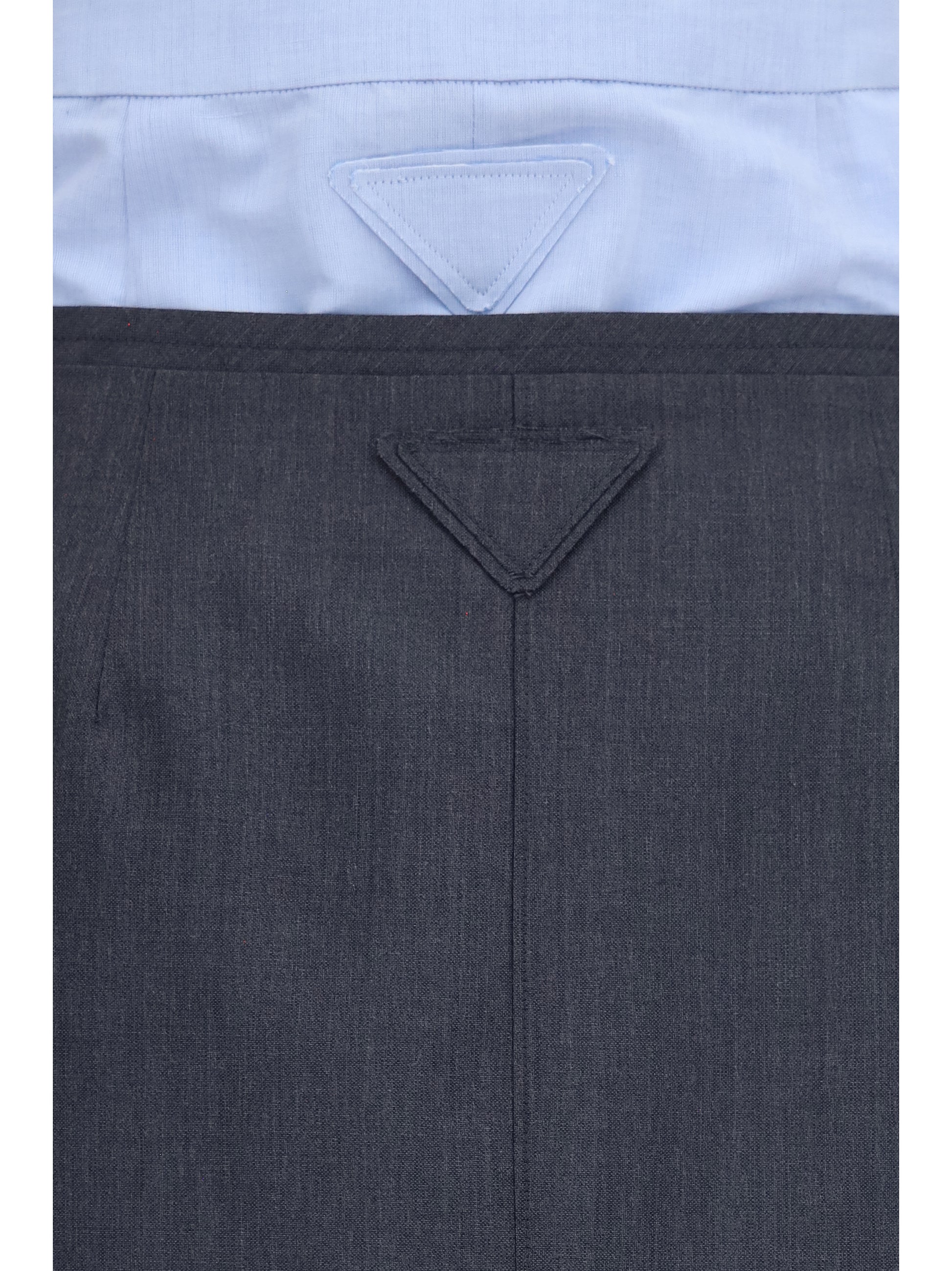 Prada Women Double-Layer Midi Skirt In Cotton And Linen PRADA