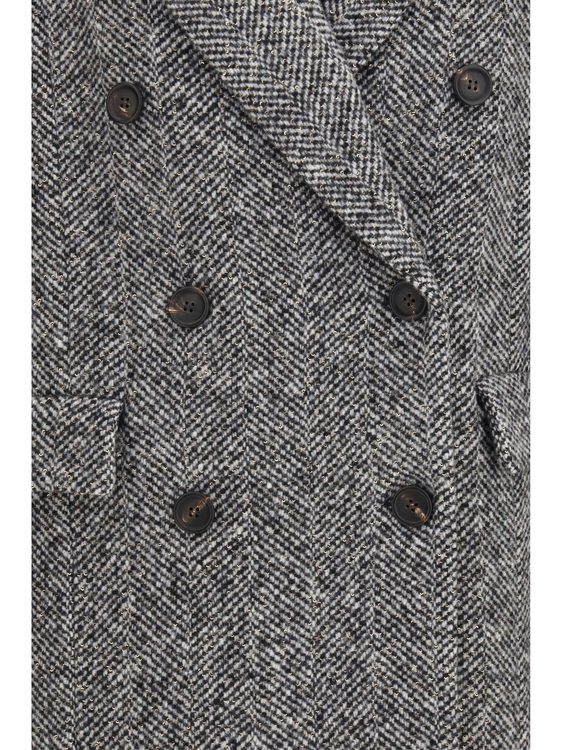 Brunello Cucinelli Women Double-Breasted Wool And Alpaca Blend Coat With Sequins BRUNELLO CUCINELLI
