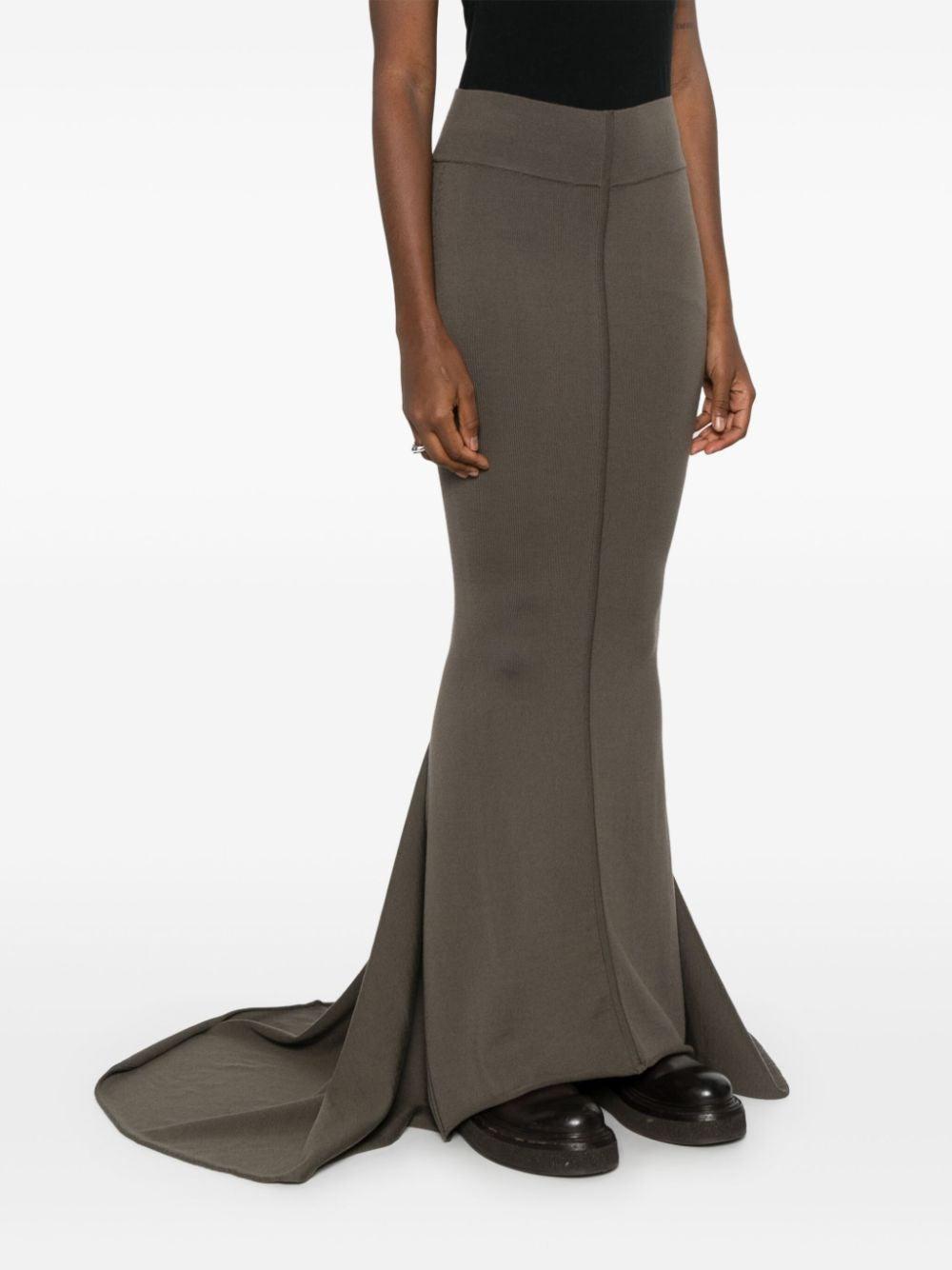 Rick Owens Women Taupe Knit Midi Skirt RICK OWENS