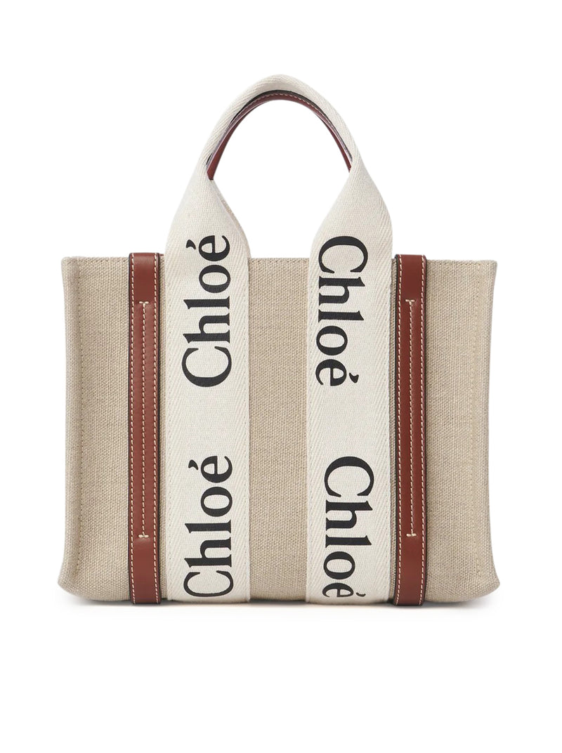 Chloe` Women Woody Small Linen Tote Bag CHLOE