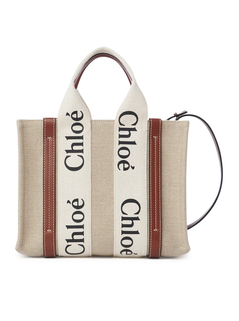 Chloe` Women Woody Small Linen Tote Bag CHLOE
