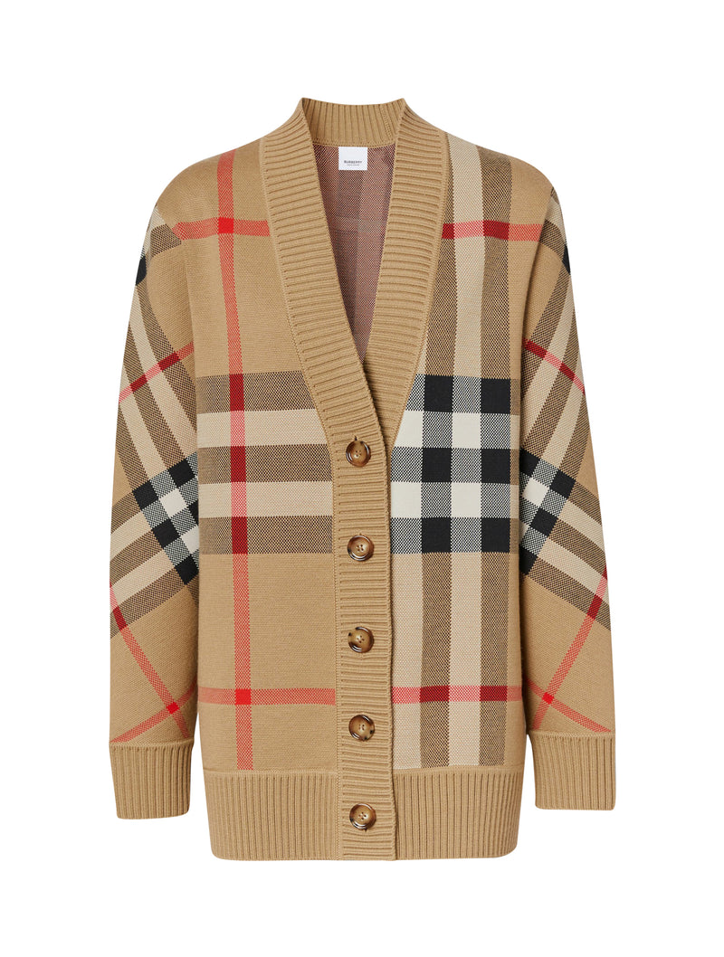 Burberry Women Check Wool Blend Cardigan BURBERRY