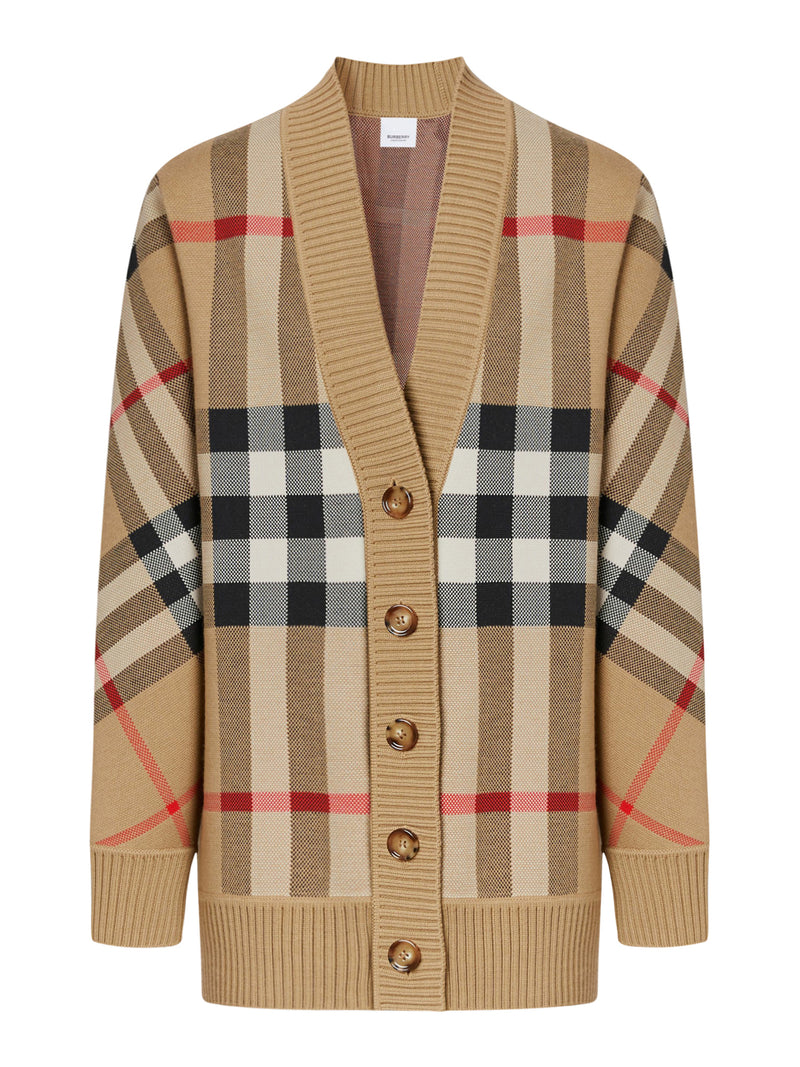 Burberry Women Check Wool Blend Cardigan