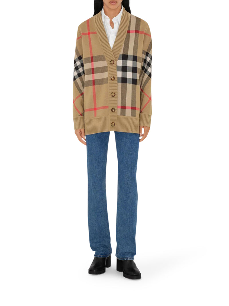 Burberry Women Check Wool Blend Cardigan