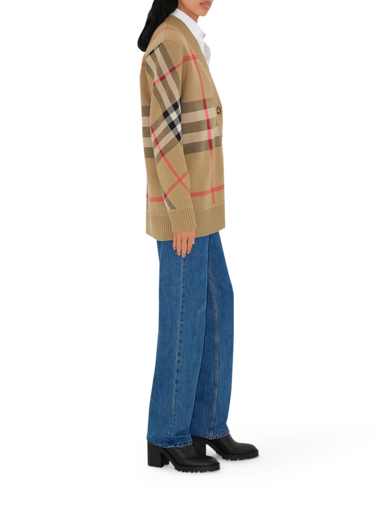 Burberry Women Check Wool Blend Cardigan