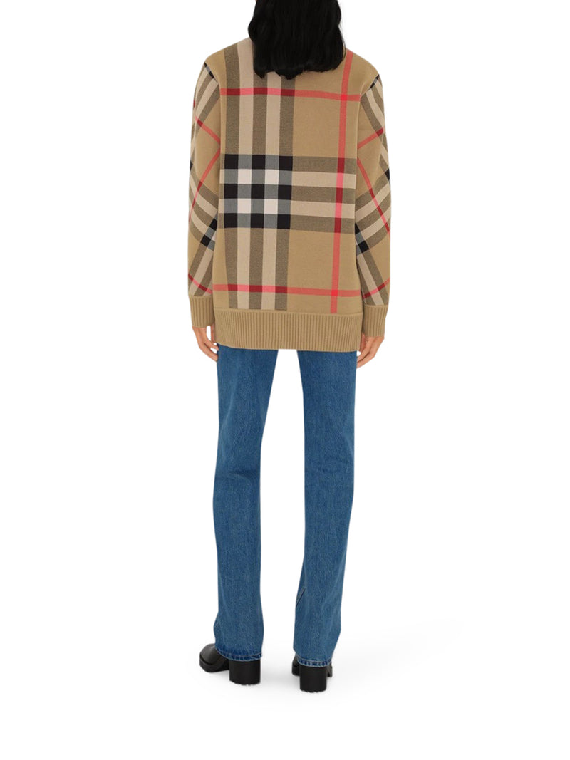 Burberry Women Check Wool Blend Cardigan