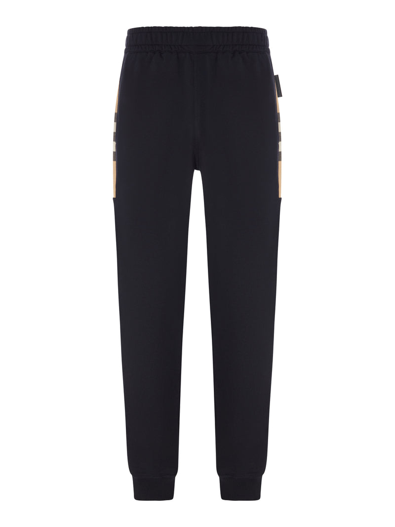 Burberry Men Cotton Jogging Trousers With Check Inserts BURBERRY