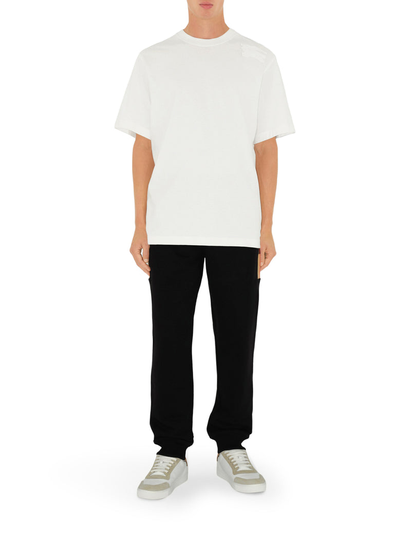Burberry Men Cotton Jogging Trousers With Check Inserts BURBERRY