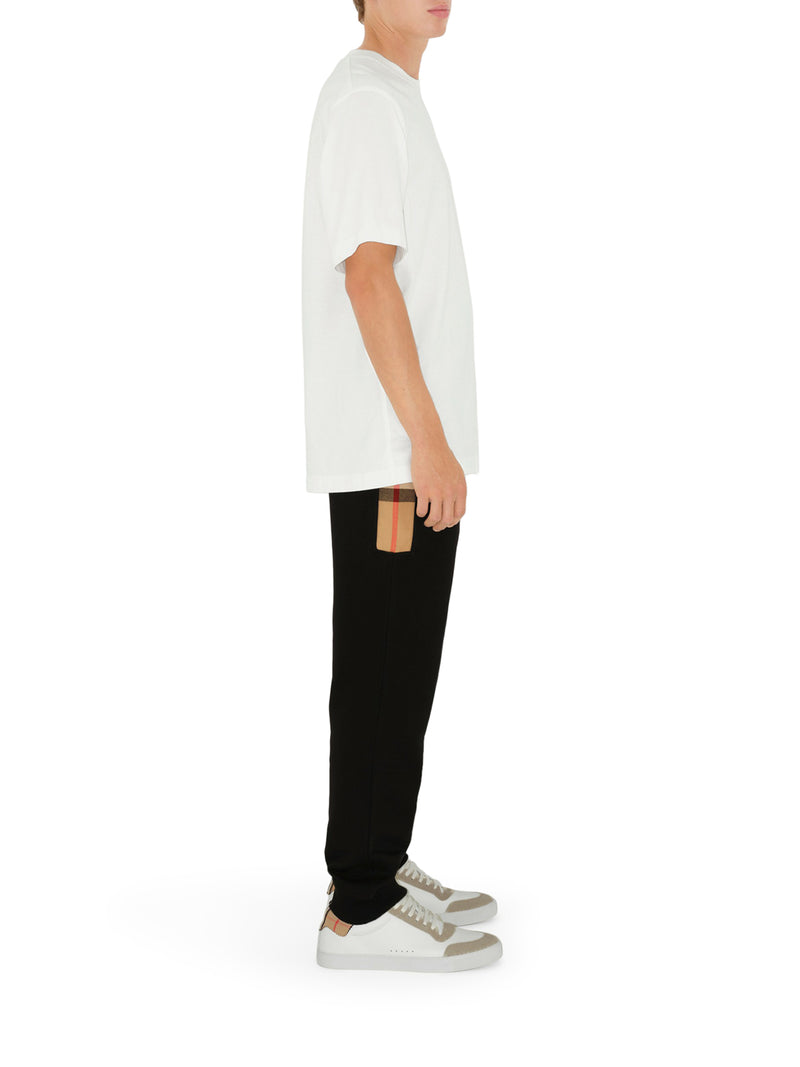 Burberry Men Cotton Jogging Trousers With Check Inserts BURBERRY