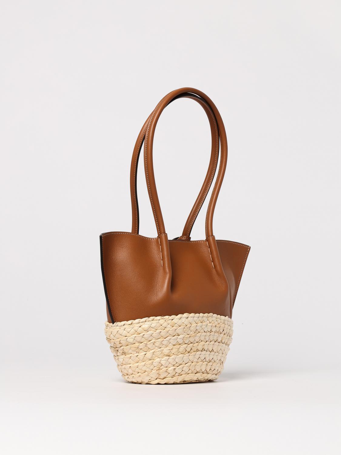 Tod's Women Two-Tone Leather And Raffia Small Shopping Bag TOD'S