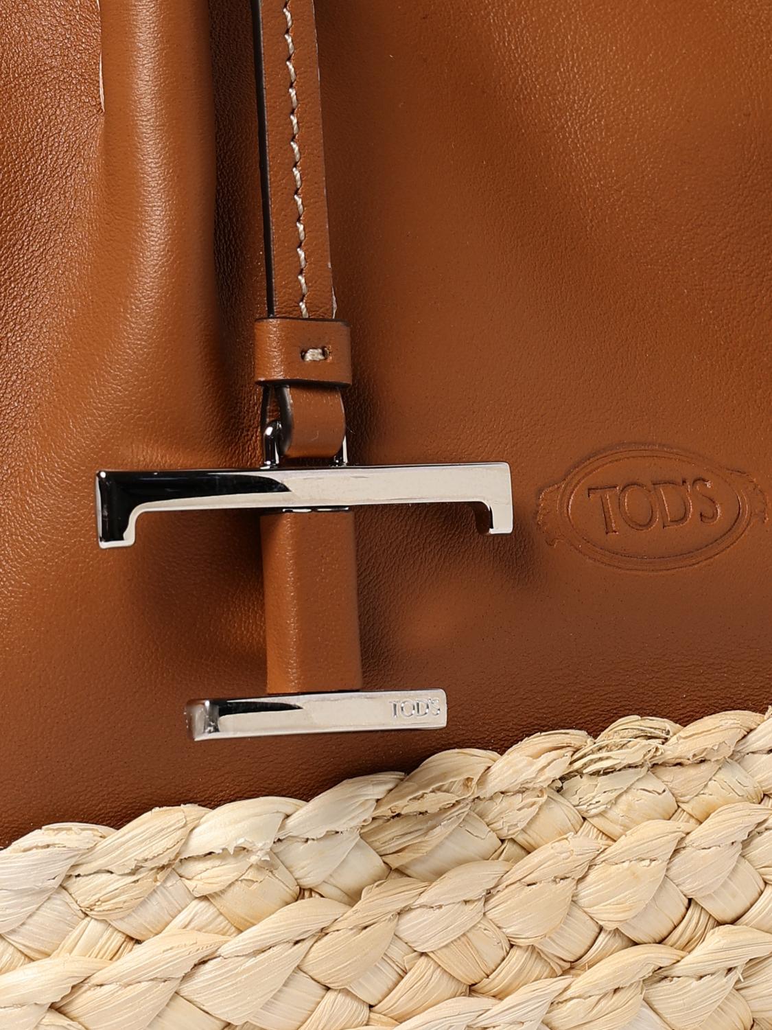 Tod's Women Two-Tone Leather And Raffia Small Shopping Bag TOD'S