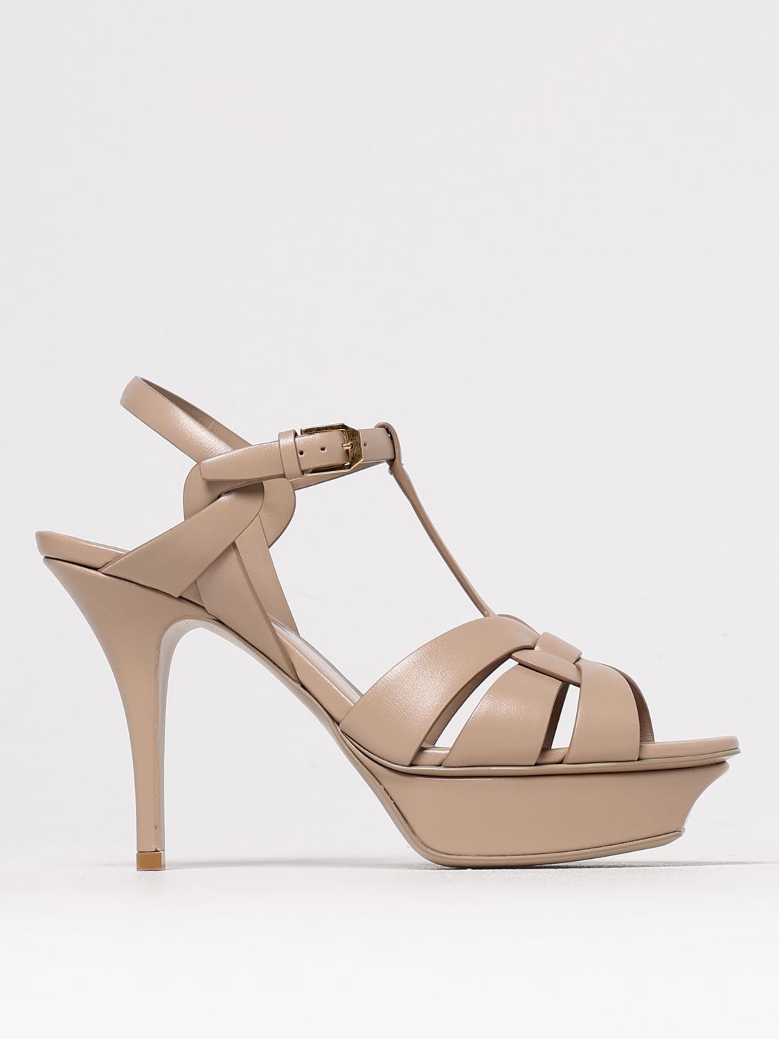 Saint Laurent Heeled Sandal Woman Camel SAINT LAURENT