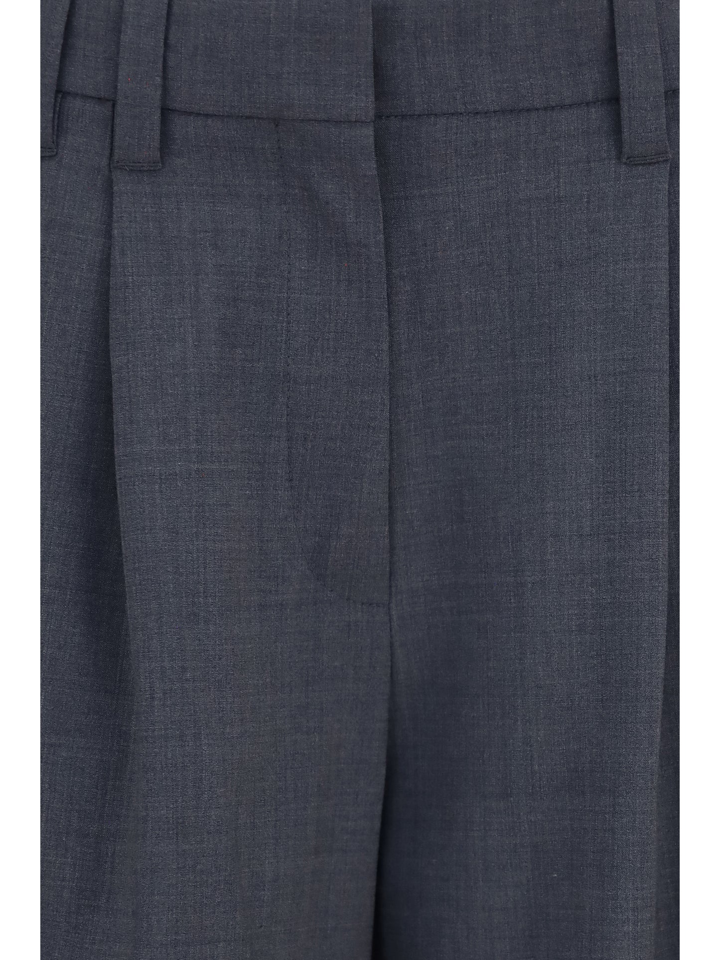 Brunello Cucinelli Women Tropical Wool Tailored Pants With Monili Detail BRUNELLO CUCINELLI