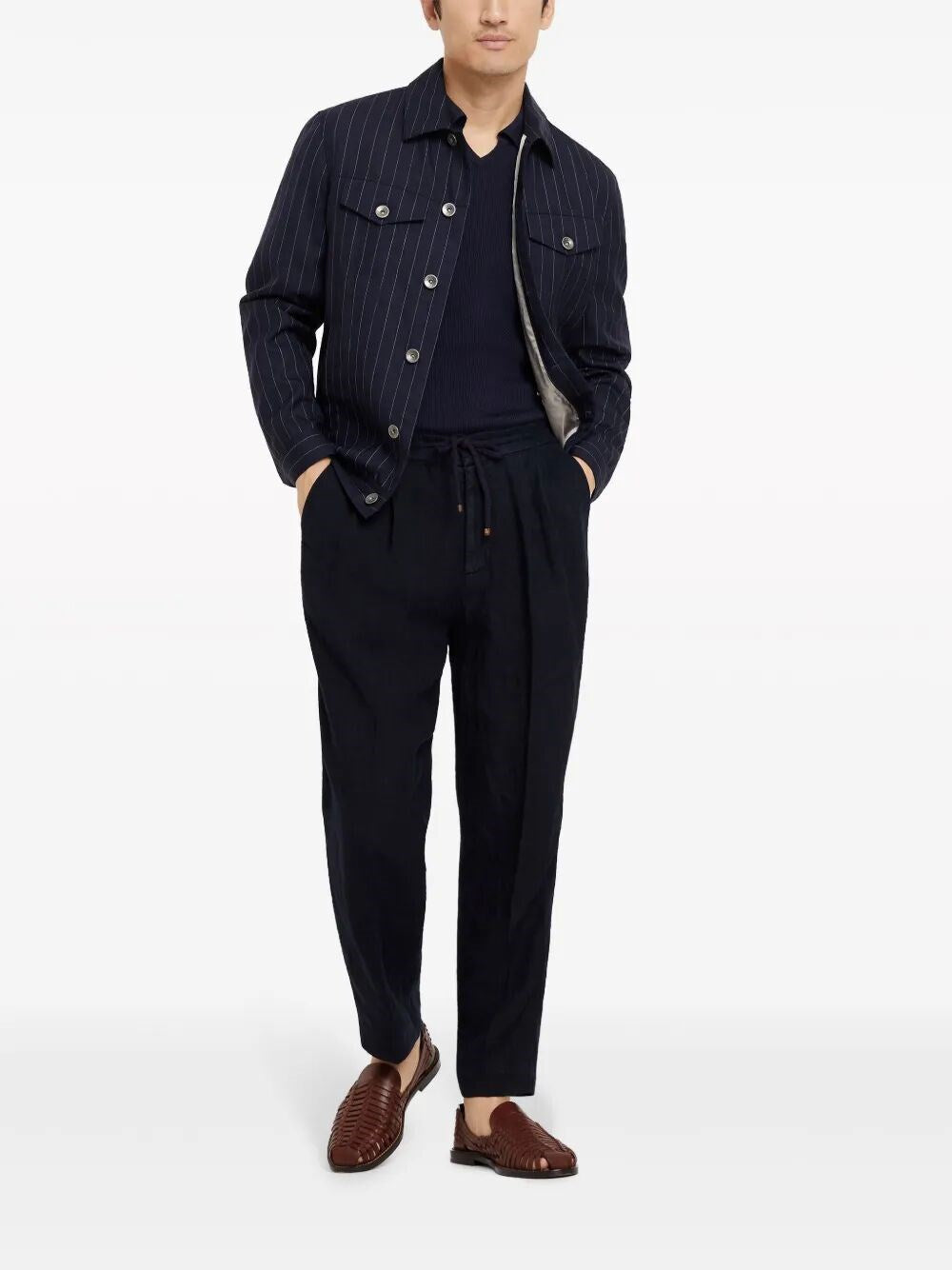 Brunello Cucinelli Men Garment-Dyed Pants With Drawstring And Double Pleats BRUNELLO CUCINELLI