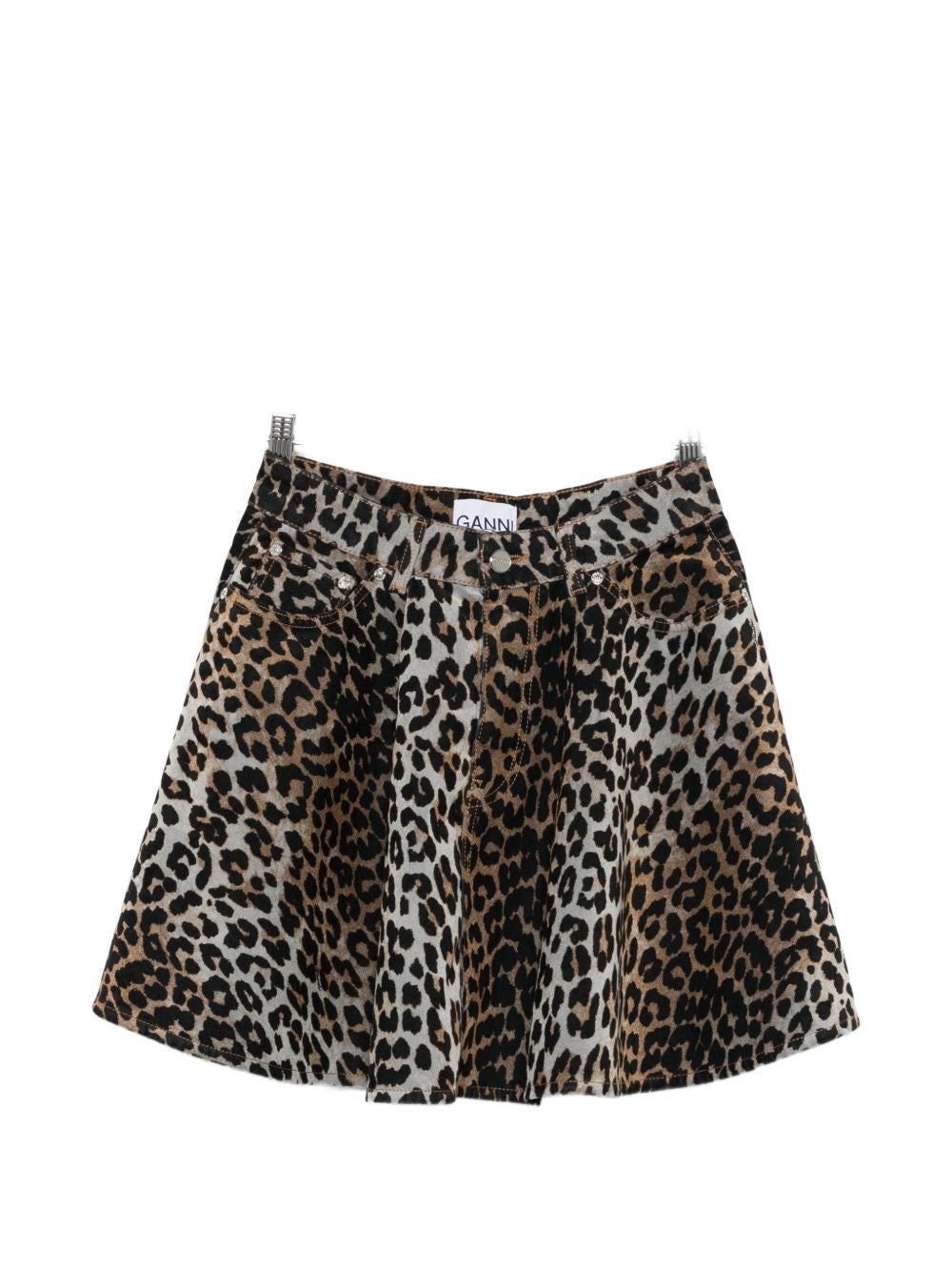 Ganni Women Leopard Print Miniskirt GANNI
