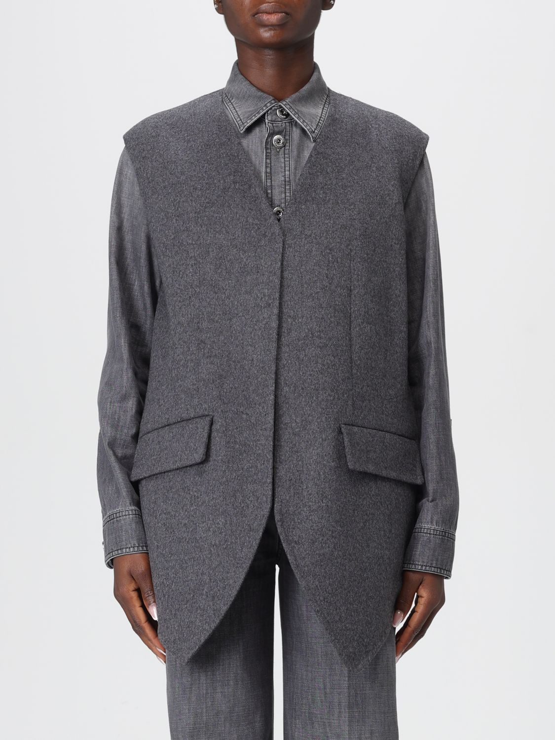Bottega Veneta Waistcoat Woman Grey BOTTEGA VENETA