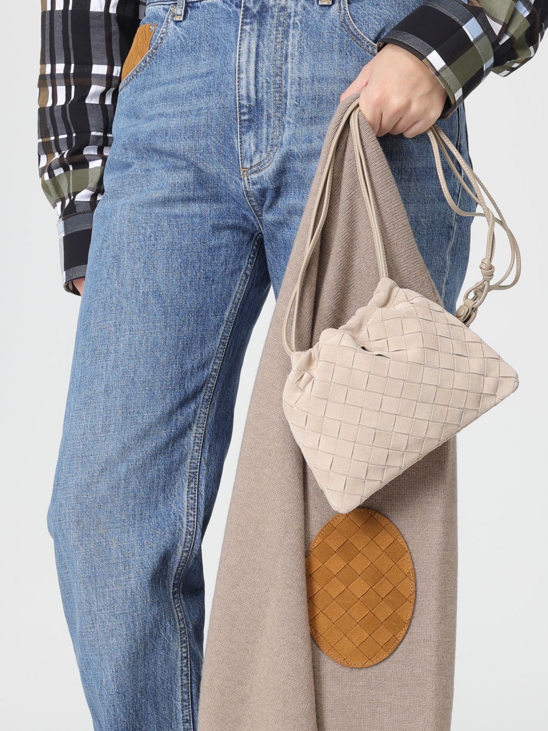 Bottega Veneta Women Sand Suede Crossbody Bag BOTTEGA VENETA