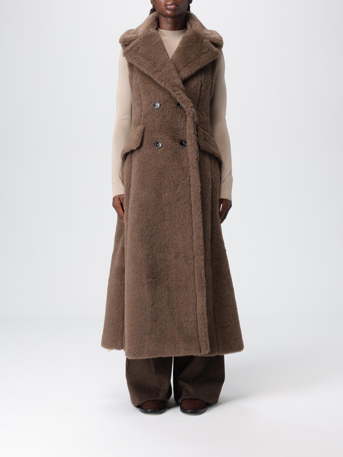 Max Mara Fur Coat Woman Brown MAX MARA