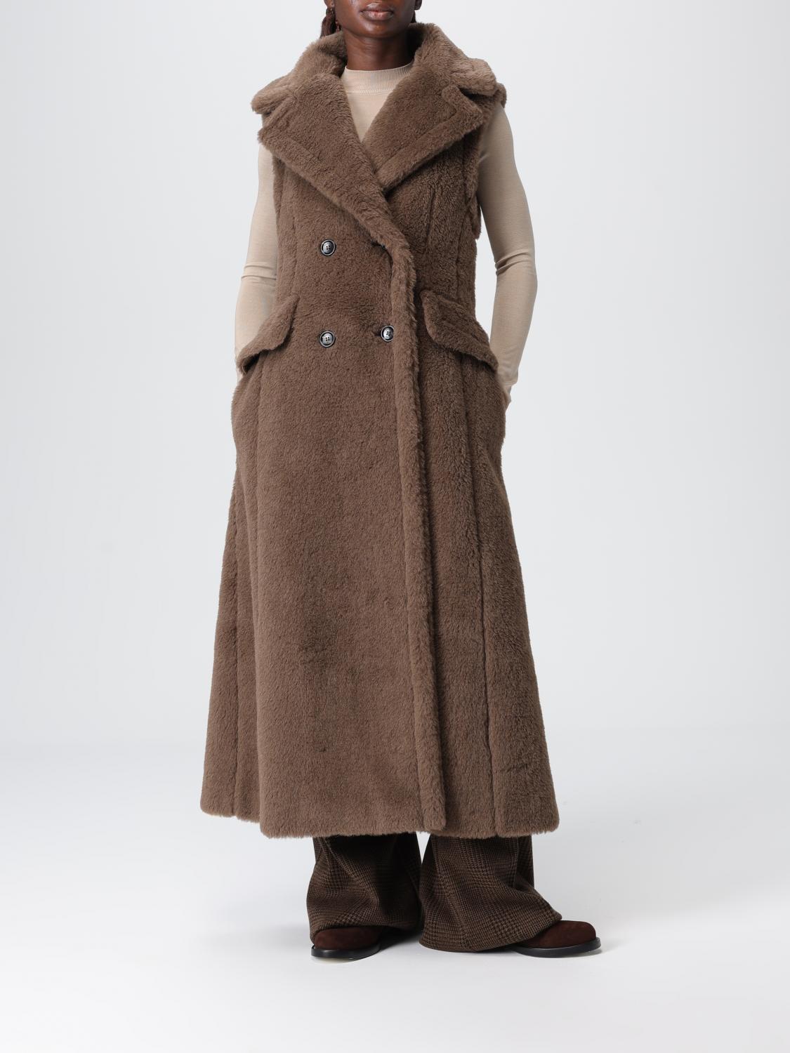 Max Mara Fur Coat Woman Brown MAX MARA