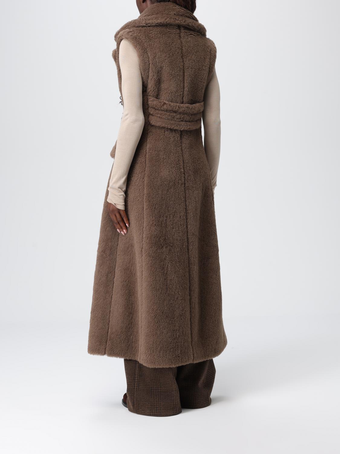 Max Mara Fur Coat Woman Brown MAX MARA