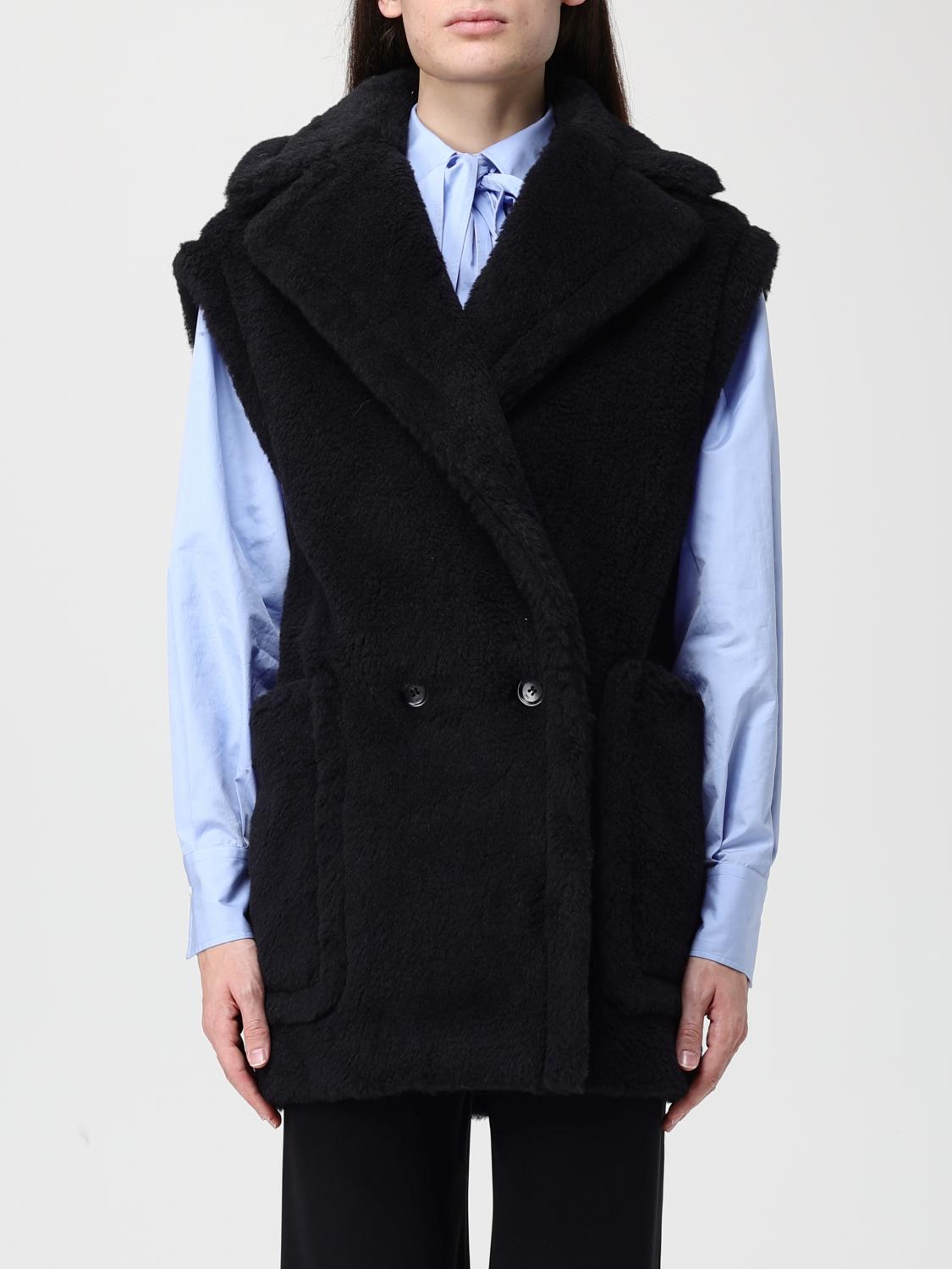 Max Mara Fur Coat Woman Black MAX MARA