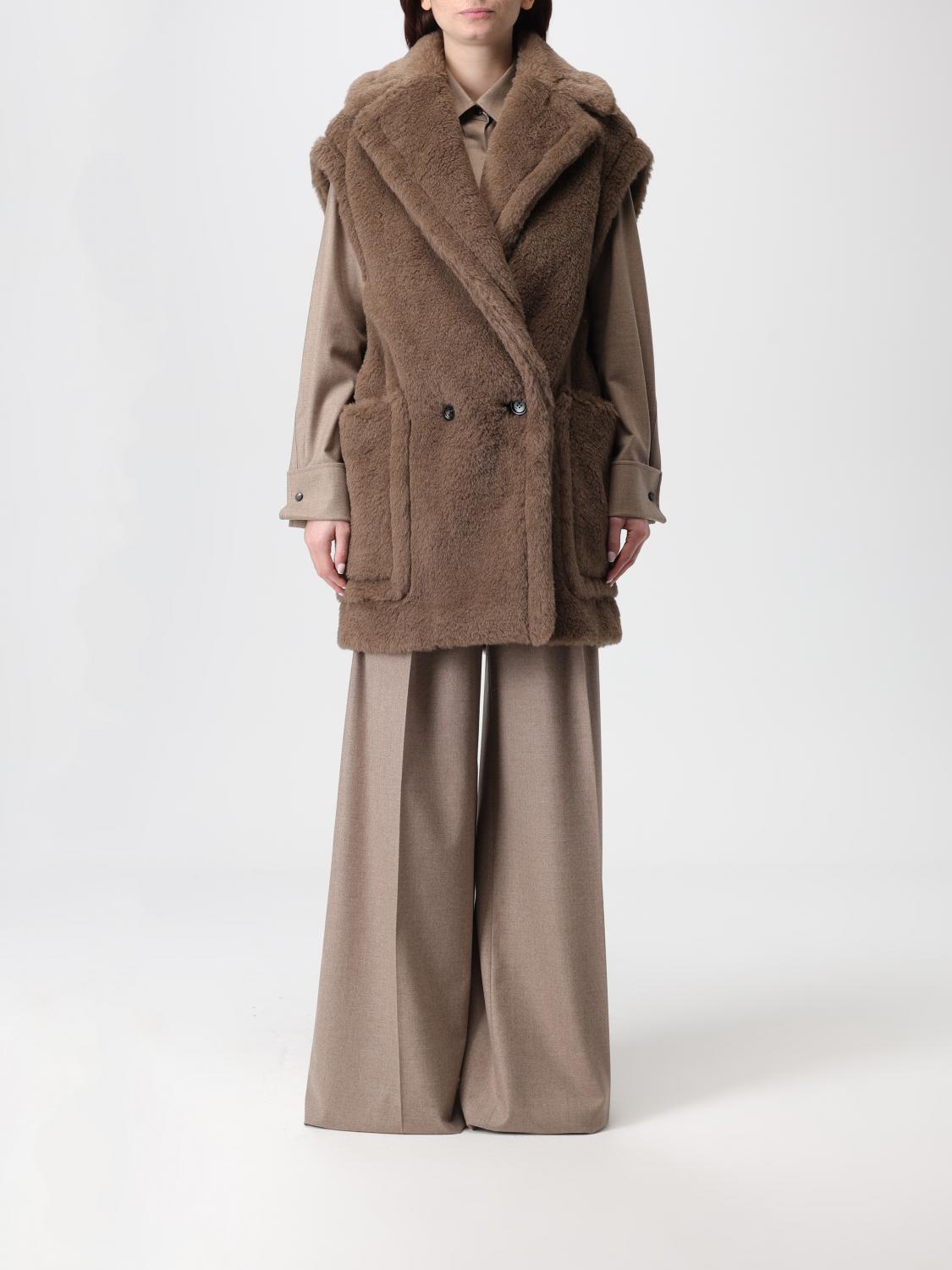 Max Mara Fur Coat Woman Brown MAX MARA