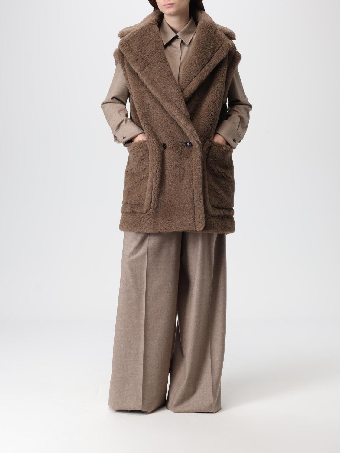 Max Mara Fur Coat Woman Brown MAX MARA