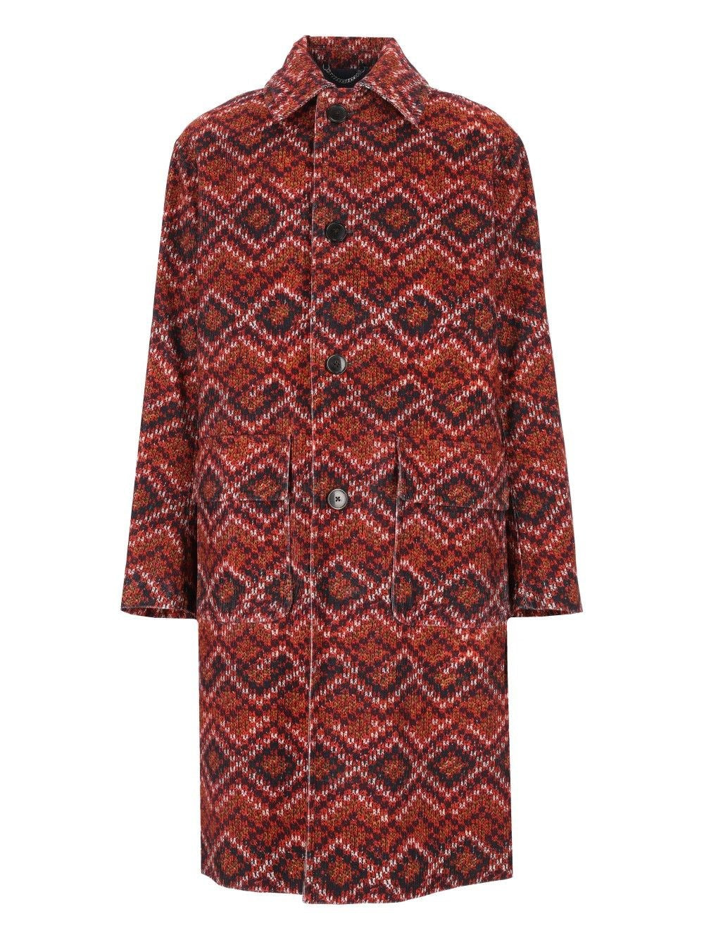 Dries Van Noten Men Long Printed Velvet Coat DRIES VAN NOTEN