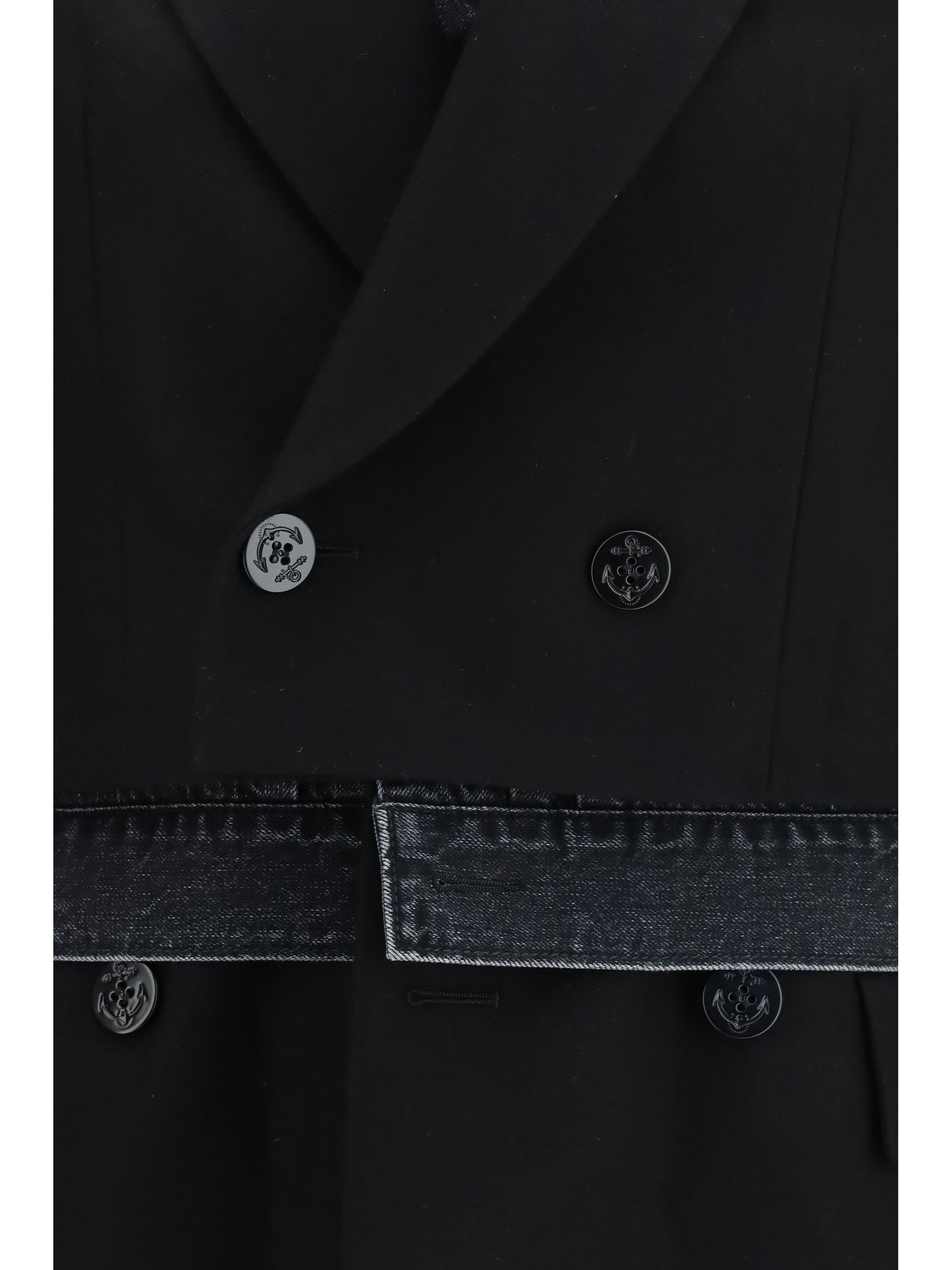 Sacai Women Wool Flannel And Denim Jacket SACAI