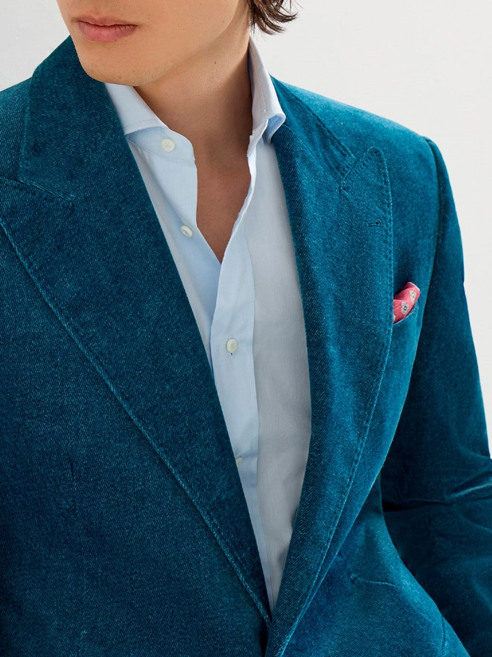 Brunello Cucinelli Men Denim-Effect Tailor Blazer BRUNELLO CUCINELLI