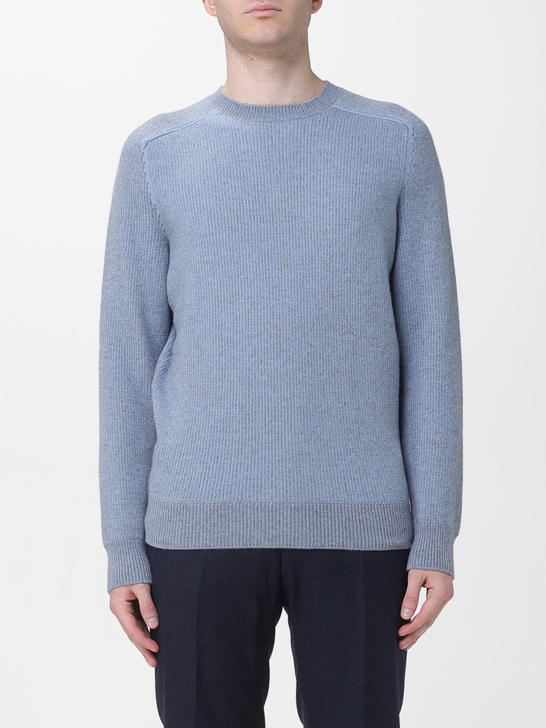 Zegna Sweater Men Gnawed Blue ZEGNA