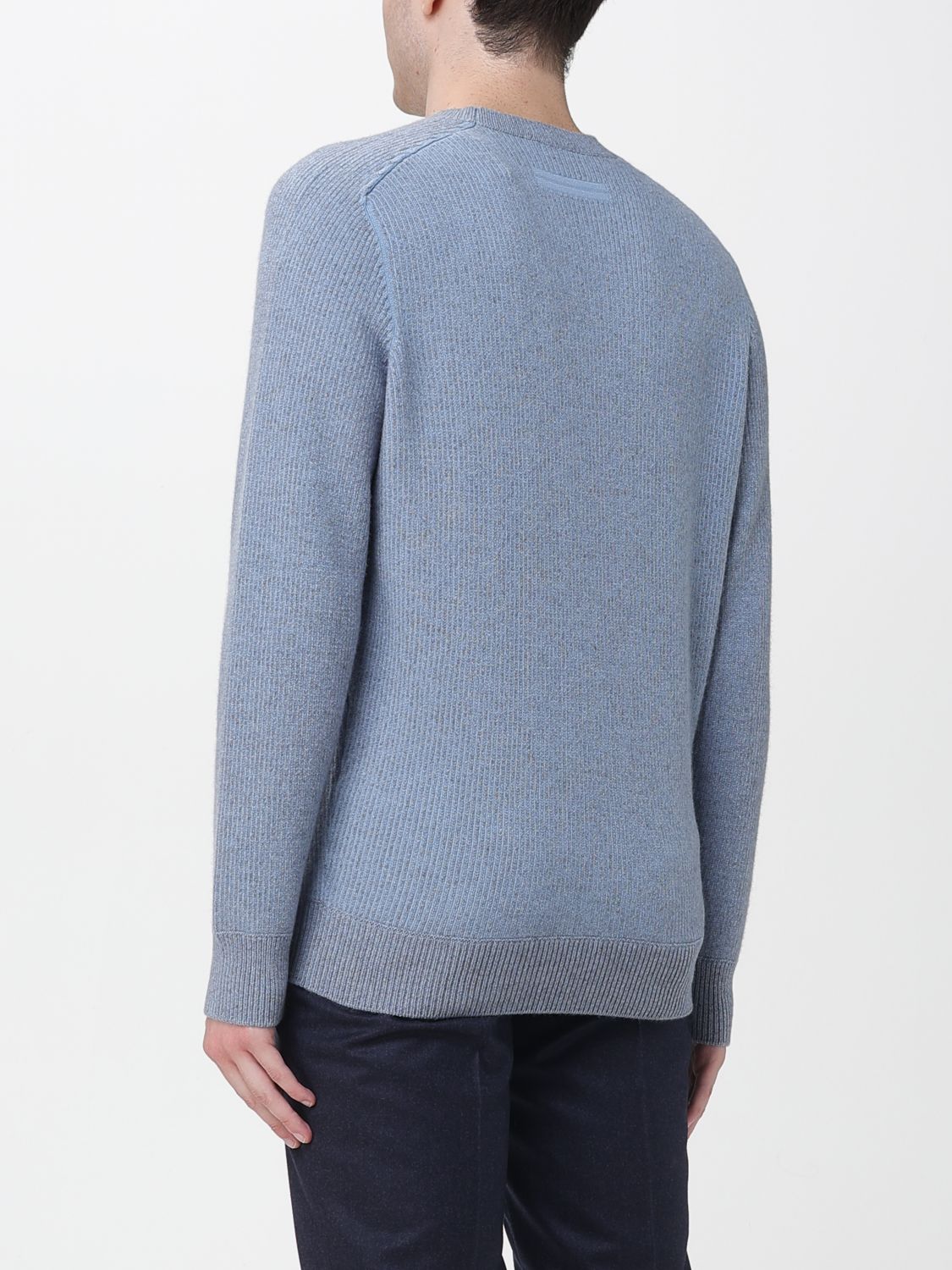 Zegna Sweater Men Gnawed Blue ZEGNA