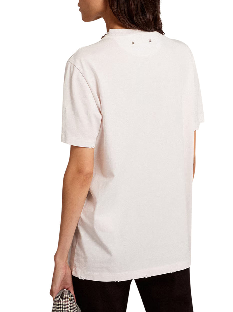 Golden Goose Deluxe Brand Women Cotton T-Shirt With Crystals GOLDEN GOOSE