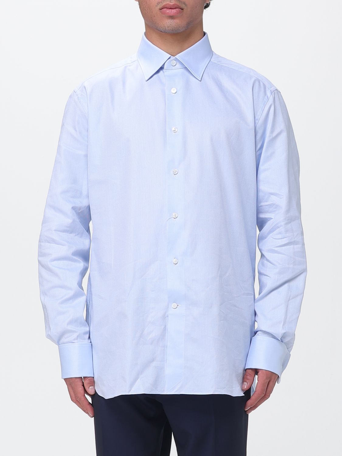 Zegna Shirt Men Gnawed Blue ZEGNA